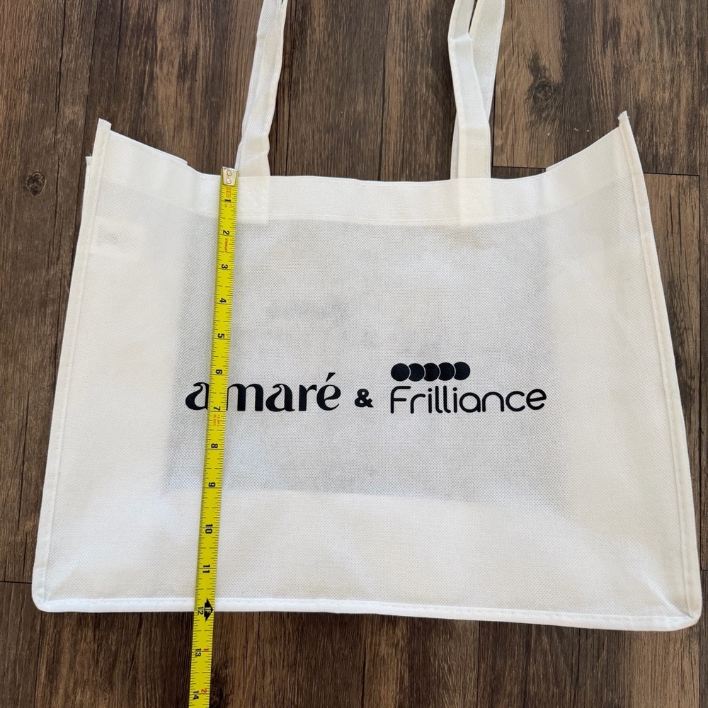 Amar & Frilliance White Logo Tote Shopping Bag Gift Reusable Fabric Bag — image 5 of 6